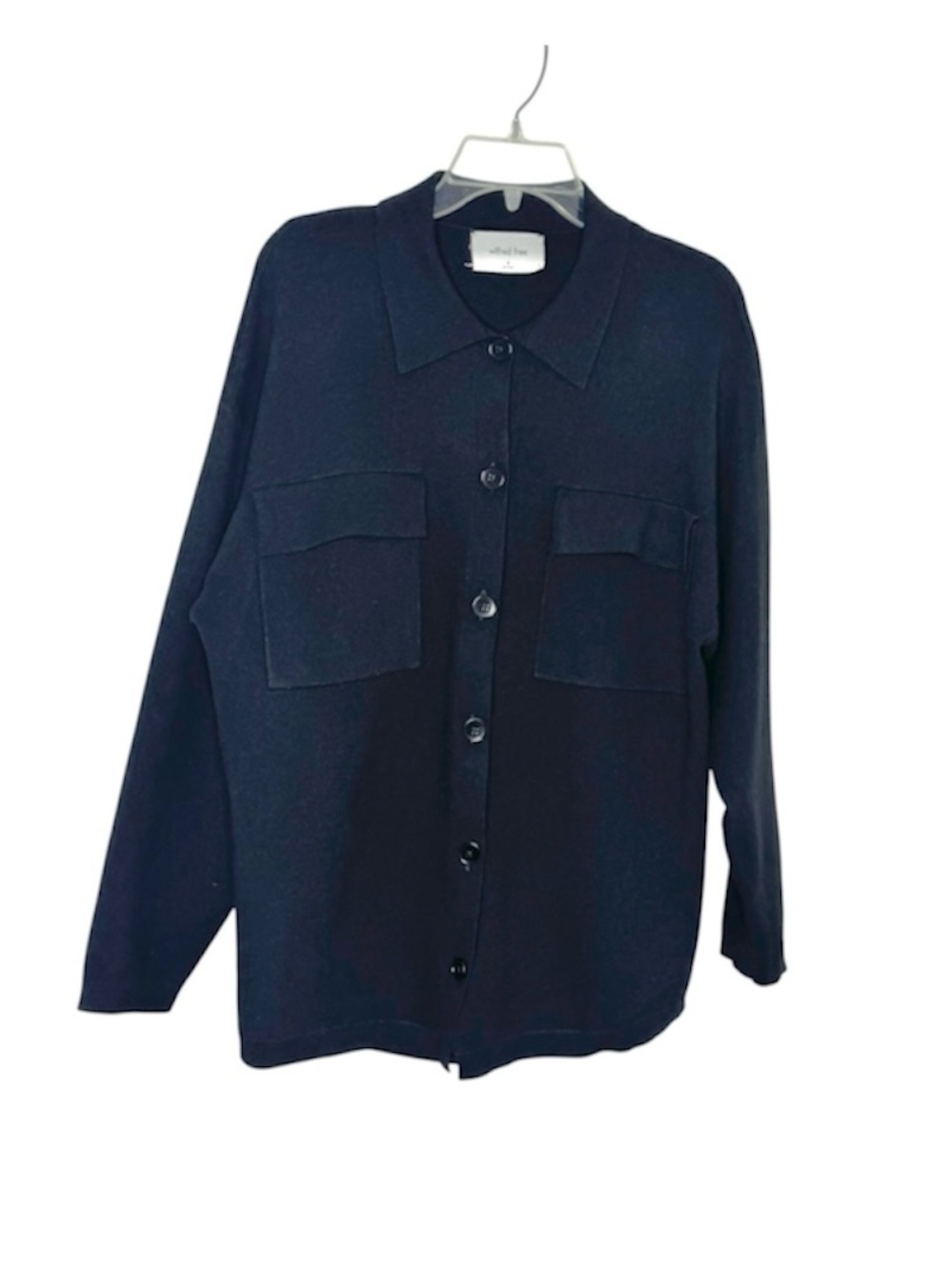 Wilfred Free Aritzia Ronnie Sweater Black Long Knit Relaxed Shirt Jacket Size M
